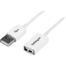 StarTech.com USBEXTPAA1MW 1 m White USB 2.0 Extension Cable Cord, A to A, USB Male to Female Cable, 1x USB A (M), 1x USB A (F) - White