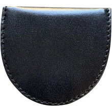 Lorenz Men's Leather Horse Shoe Shape Tray Coin Purse - Black
