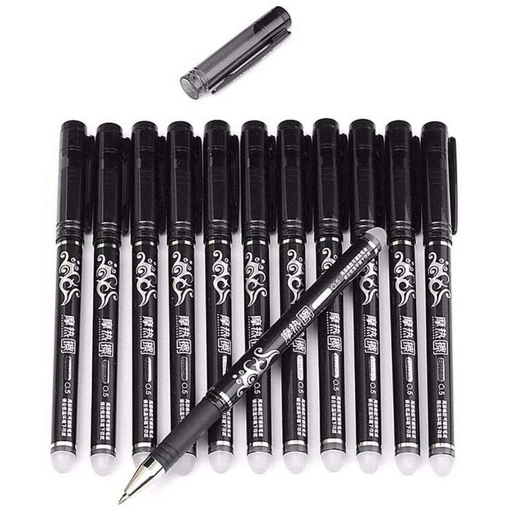 Wonolo 12Pcs 0.5Mm Erasable Pen Gel Ink Roller Ball Pens Set School Kids Students Stationery Party Gift Black