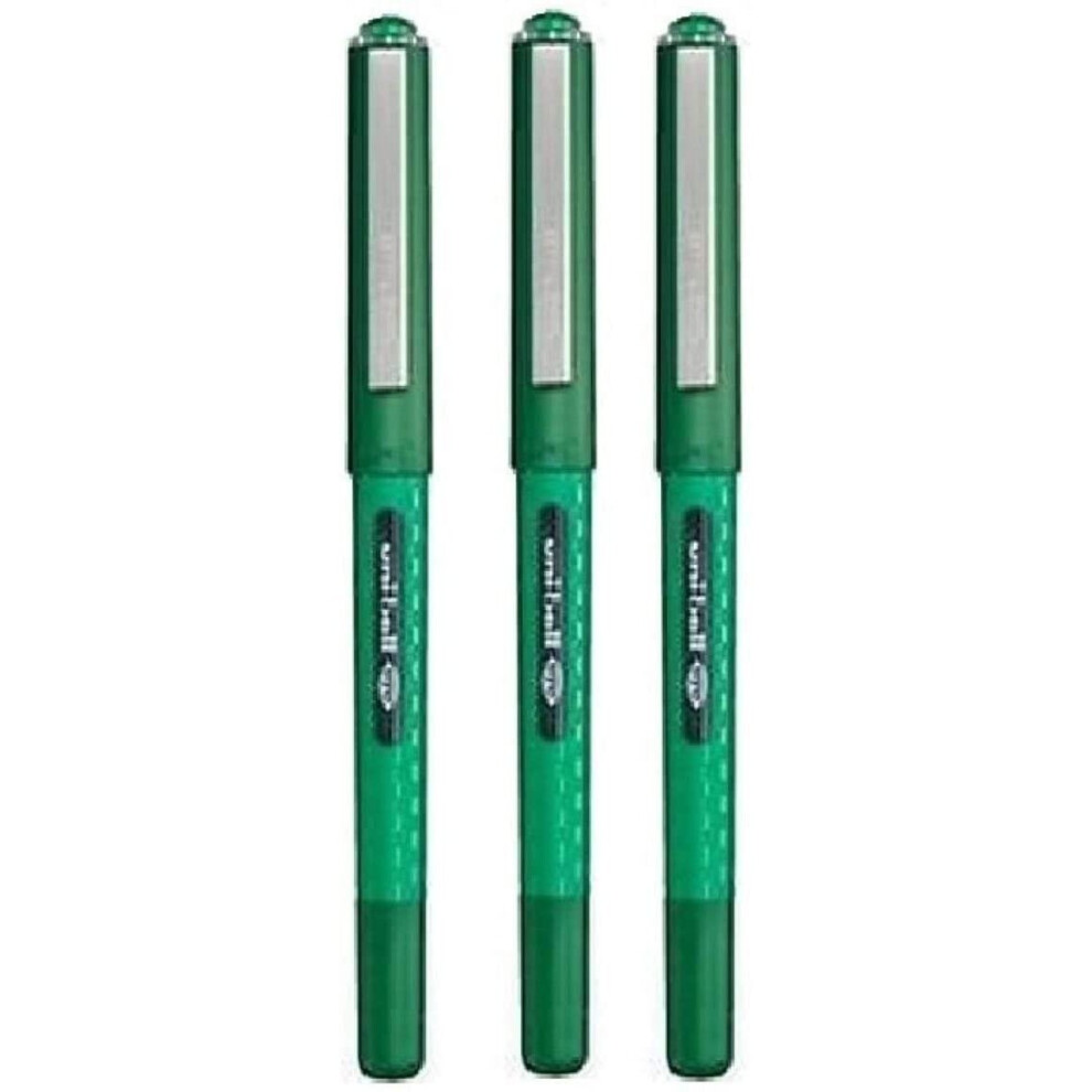 Uni Ball Eye Designer Green Rollerball Pen Fine 0.7mm Nib Tip 0.5mm Line Width Designer Series Quick Drying Pigment Ink UB-157D (Pack Of 3)