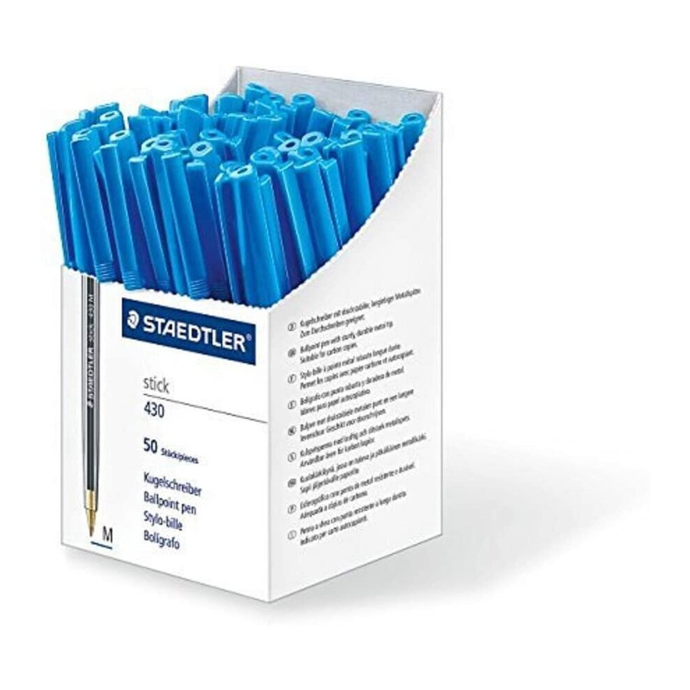 STAEDTLER Stick 430 M-3CP5 Ballpoint Pen Medium - Blue (Box Of 50)