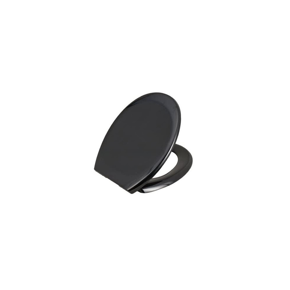 Euroshowers BLACK ONE SEAT Soft Close Toilet Seat with ONE BUTTON Quick Release Hinges