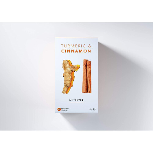 (1 pack) Nutra Tea Turmeric & Cinnamon Herbal Tea | 20 Biodegradable Bags | 40g 1