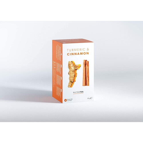 (1 pack) Nutra Tea Turmeric & Cinnamon Herbal Tea | 20 Biodegradable Bags | 40g 2