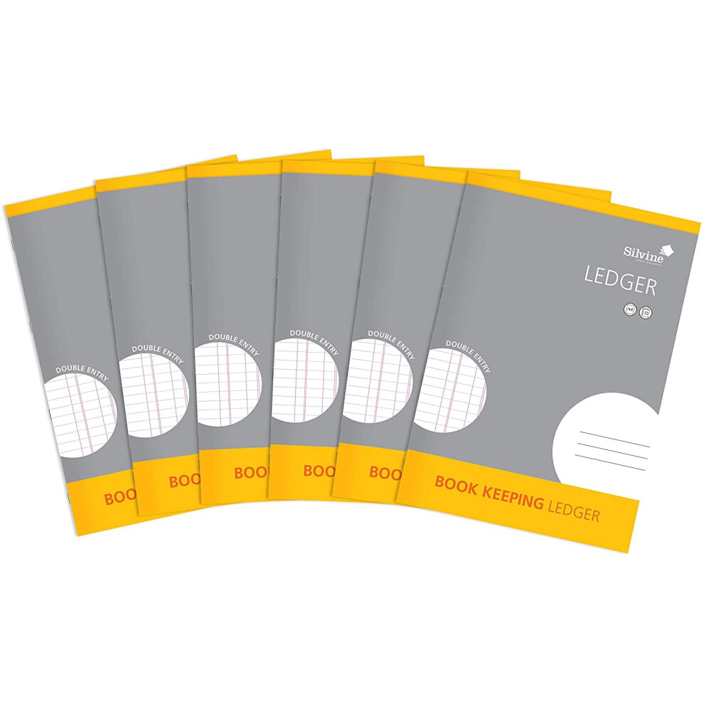 Silvine A4 Book Keeping Ledger, 32 Pages Printed 'Double Entry' - Ref Sja4l-P [Pack Of 6]