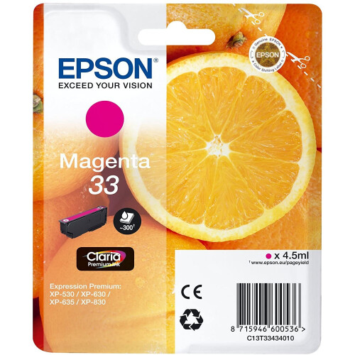 Epson Epson 33 Magenta Oranges, Genuine, Claria Premium Ink, Amazon Dash Replenishment Ready