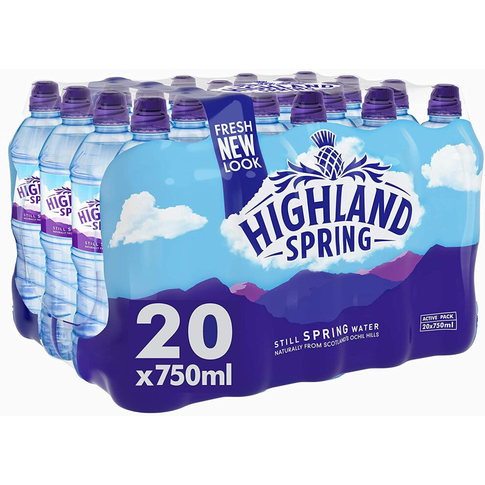 Highland Spring Still Spring Water, 20 x 750ml Sports