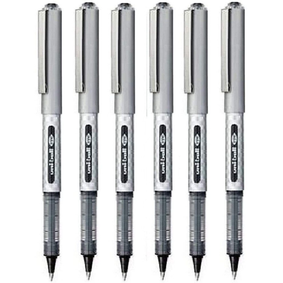 Uni Ball Eye Designer Black Rollerball Pen Fine 0.7mm Nib Tip 0.5mm Line Width Designer Series Quick Drying Pigment Ink UB-157D (Pack Of 6)