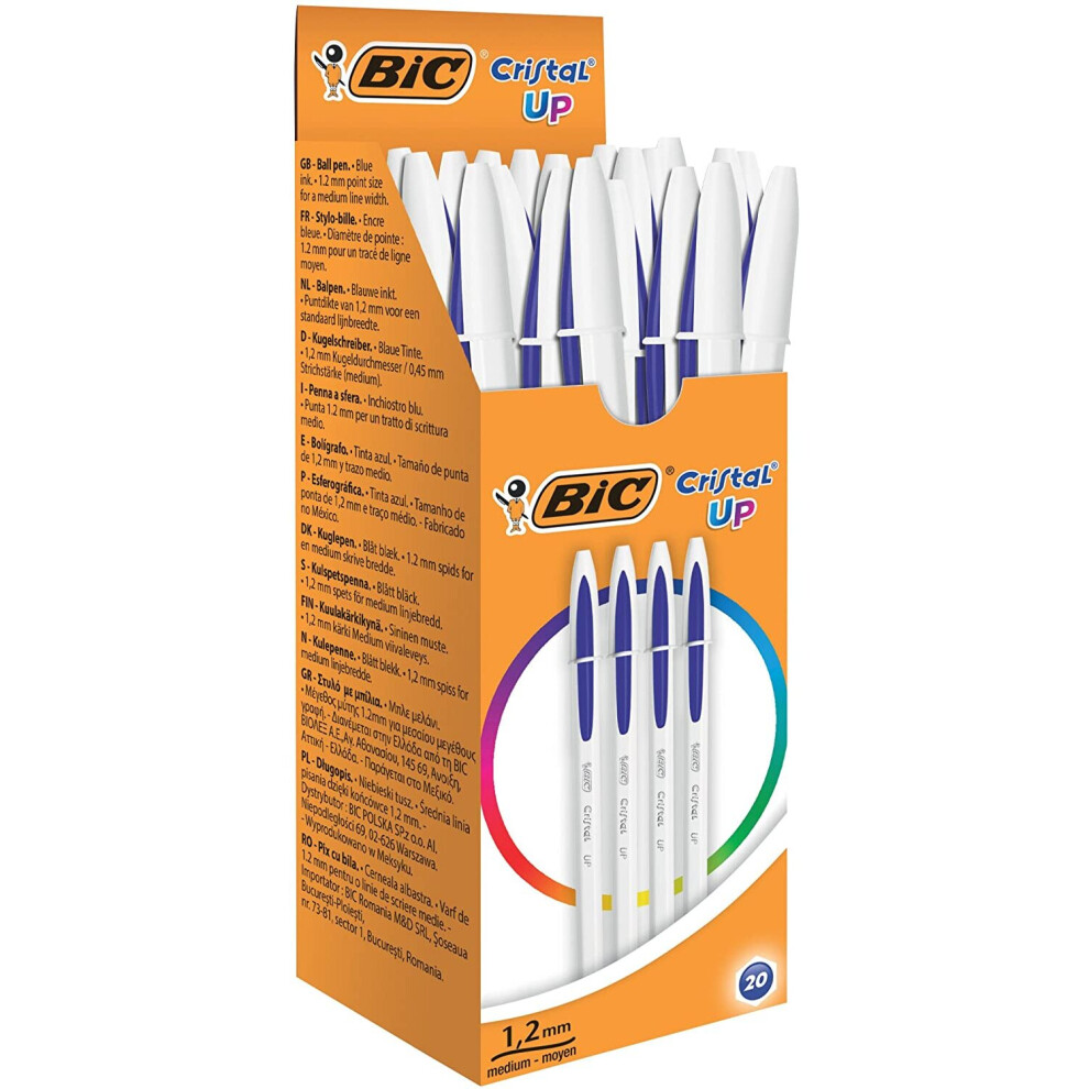 BIC Cristal Up Ballpoint Pens - Blue, Box of 20