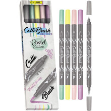 Calligraphy Brush Pens I Dual Tip with Calligraphy Nib and Brush, Set with neon Watercolours, Waterbased - ONLINE Calli.Brush - DIY I Handlettering I
