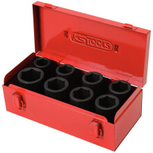 Caixa de chaves de impacto longas de 3/4" 8 peças - KSTOOLS - Liga de aço - Dimensões: 49,5 x 14,5 x 7,5 cm