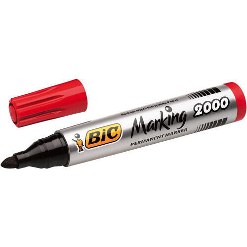 BIC BIC Marking 2000 ECOlutions Permanent Bullet Tip Markers - Red, Box of 12 1