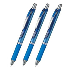 Pentel Energel Deluxe RTX Retractable Liquid Gel Pen,0.5mm, Fine Line, Needle Tip, Blue Body Type, Blue Ink-Set of 3 Value Set (With Our Shop Original