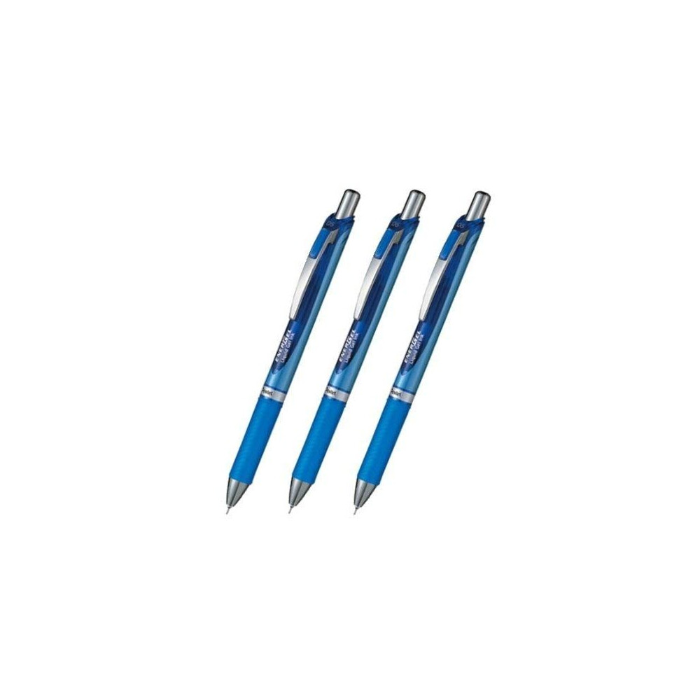 Pentel Energel Deluxe RTX Retractable Liquid Gel Pen,0.5mm, Fine Line, Needle Tip, Blue Body Type, Blue Ink-Set of 3 Value Set (With Our Shop Original