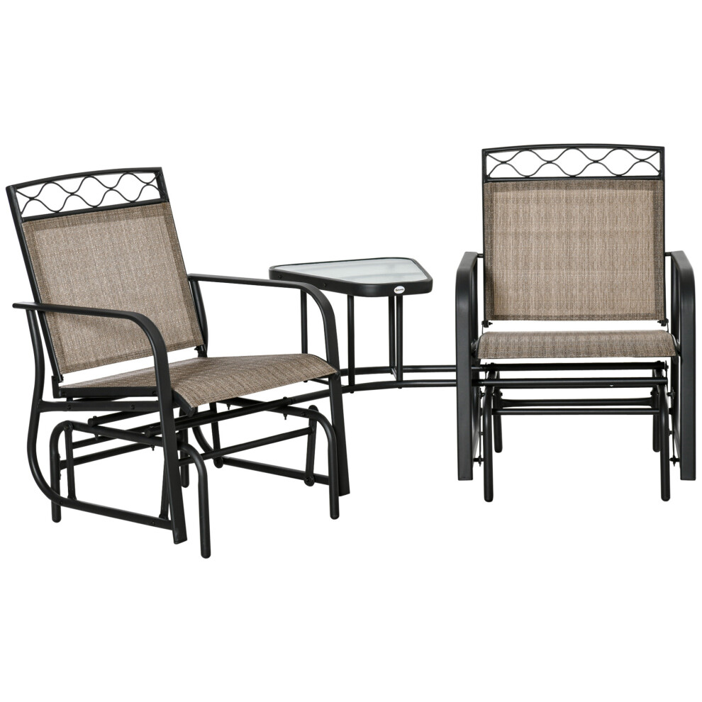 Outsunny 2-Person Outdoor Glider Rocker Chair with Center Table