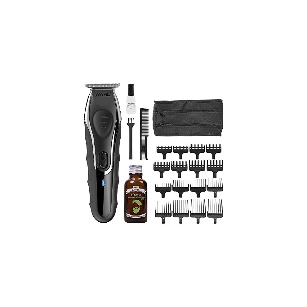 Wahl Beard Trimmer Men, Aqua Blade Hair Trimmers for Men with Beard Oil 30 ml, Stubble Trimmer, Male Grooming Set, Fully Washable, Lifetime Blade