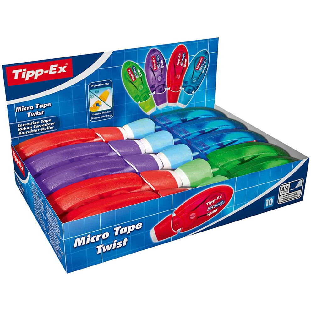 Tipp-Ex Micro Tape Twist Correction Tapes - Assorted Body Colours, Box of 10