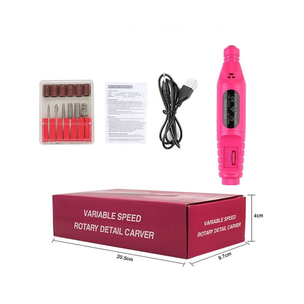 Light (Rosered) Professional Electric Nail Machine Files Pen Pedicure Polish Tool