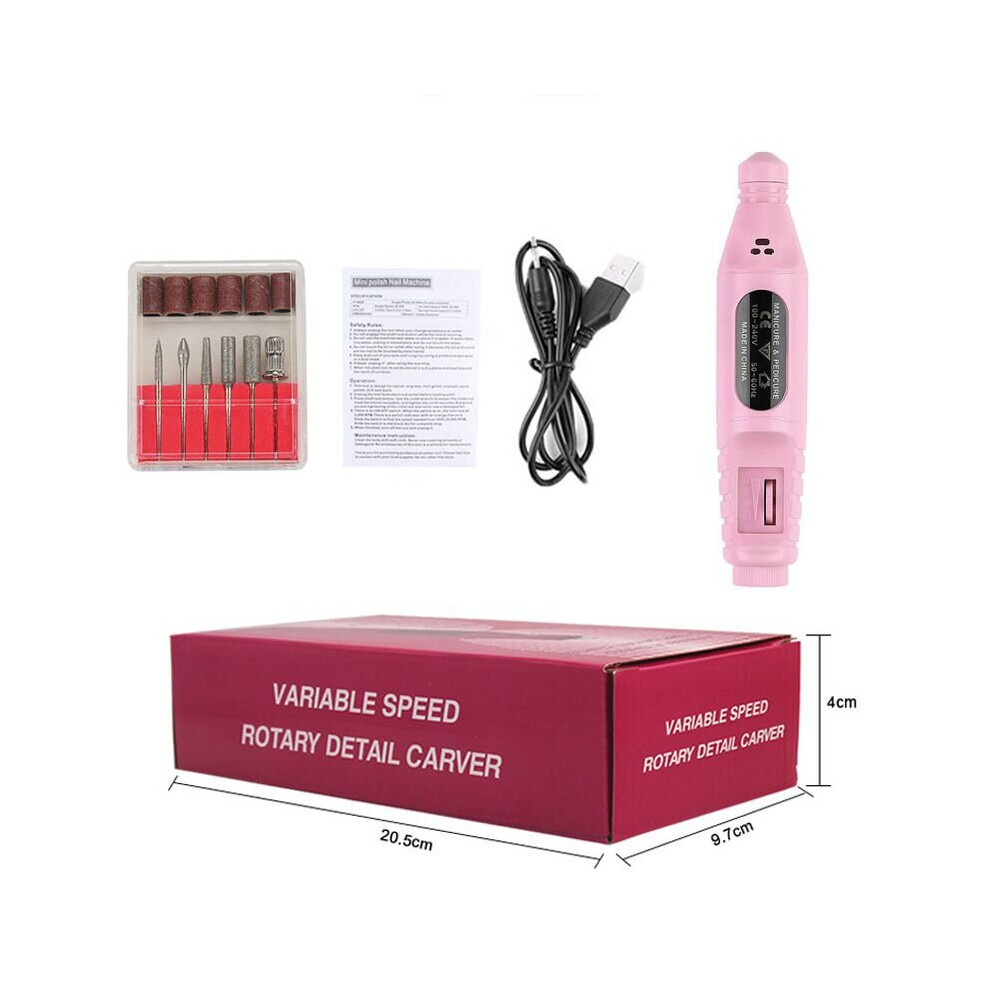Pink (Pink) Professional Electric Nail Machine Files Pen Pedicure Polish Tool