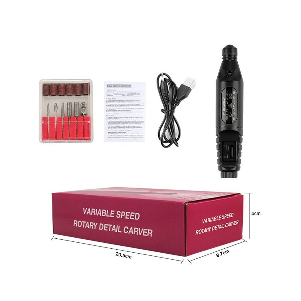 Black (Black) Professional Electric Nail Machine Files Pen Pedicure Polish Tool