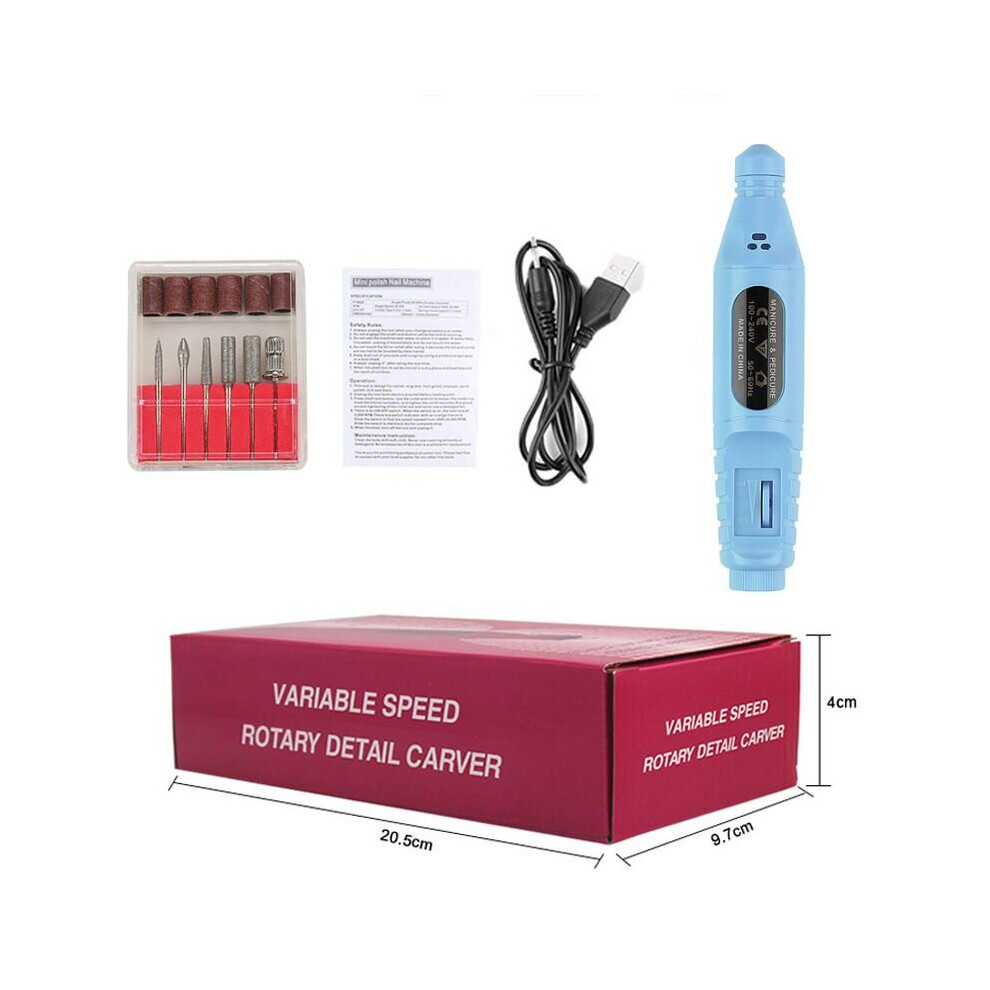 Blue (Blue) Professional Electric Nail Machine Files Pen Pedicure Polish Tool
