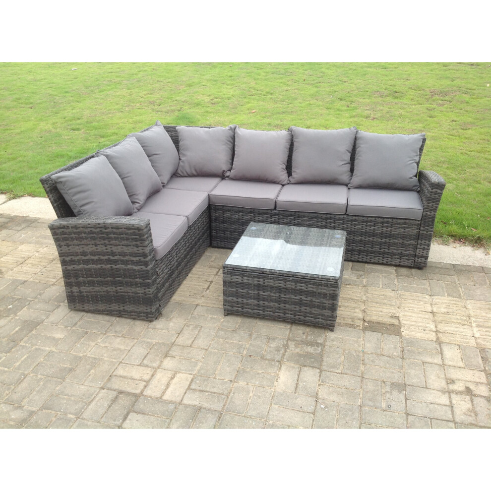 Fimous (Left Corner Sofa Without Covers) High Back Rattan Corner Sofa Set Outdoor Furniture