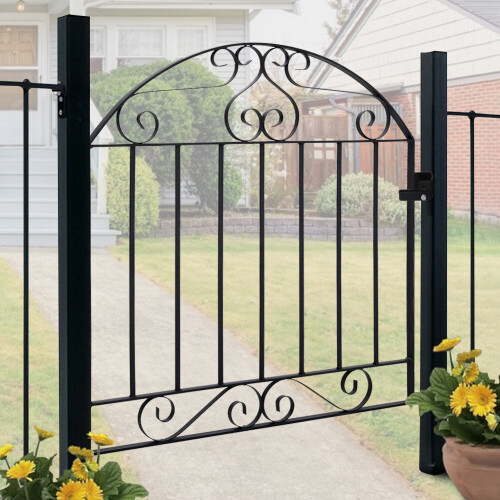 3ft Metal Garden Gate Wrought Iron Pedestrian Gate with Fittings Bolt Heavy Duty