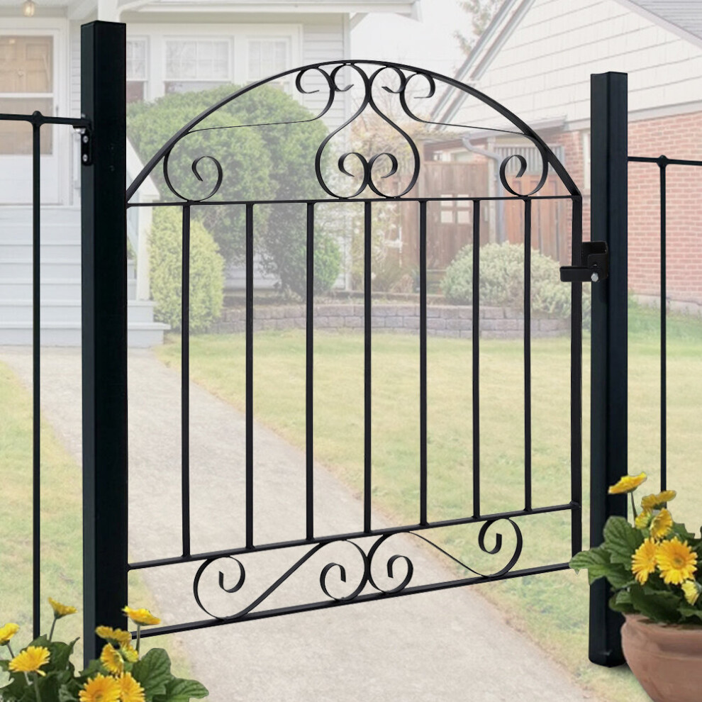 3ft Metal Garden Gate Wrought Iron Pedestrian Gate with Fittings Bolt Heavy Duty