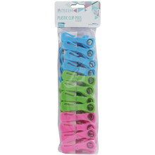 JVL Prism Plastic Clip Pegs with Hooks, Pack of 24