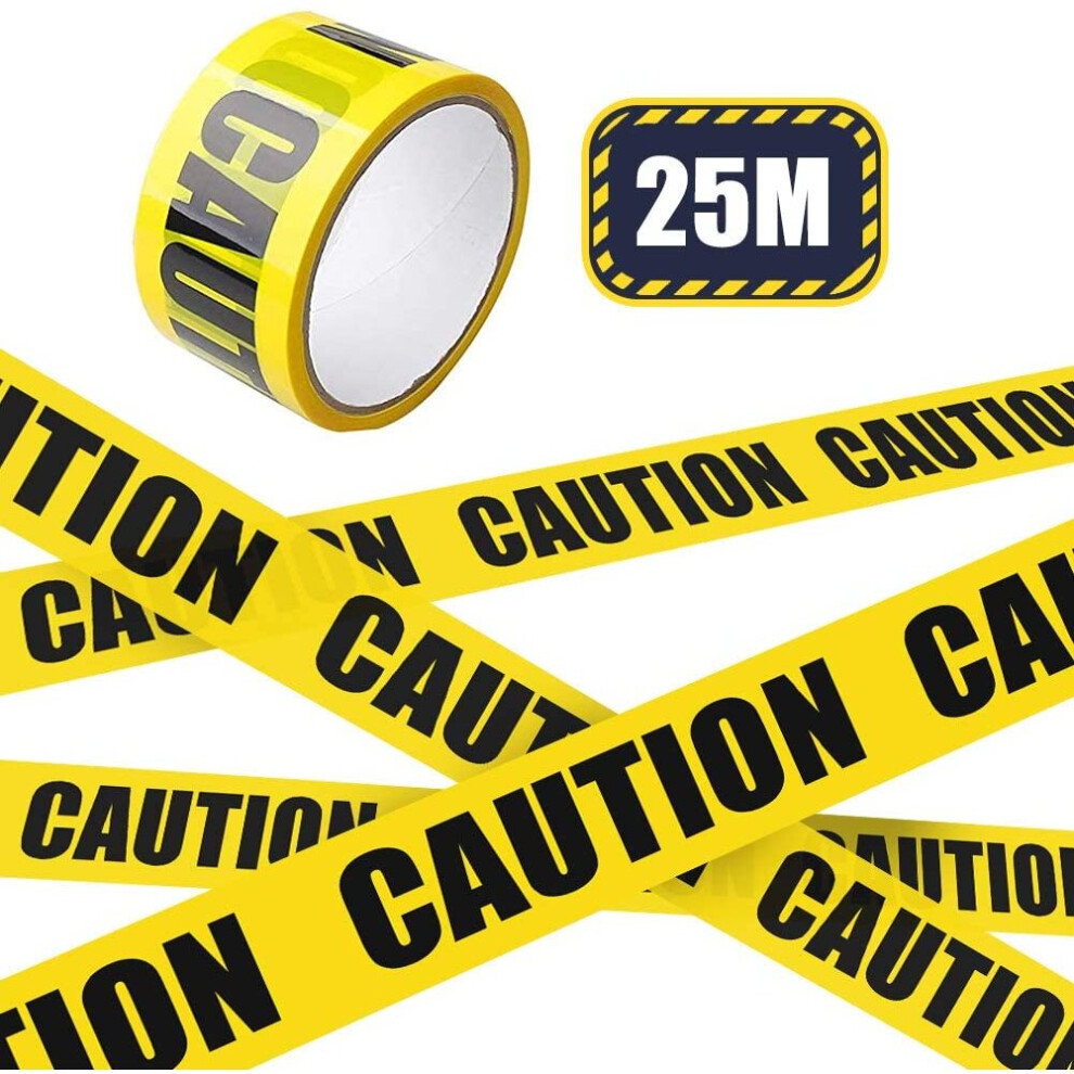 Warning Tape, Yellow Caution Tape Roll Safety Floor Tape for Carpet, Black/Yellow Hazard Warning Tape Adhesive Marking Barrier Tape for