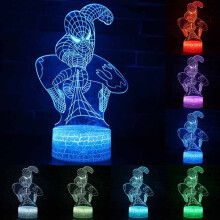 3D Spiderman LED-nattlys med 7 farger som skifter – bord-/skrivbordslampe til dekor