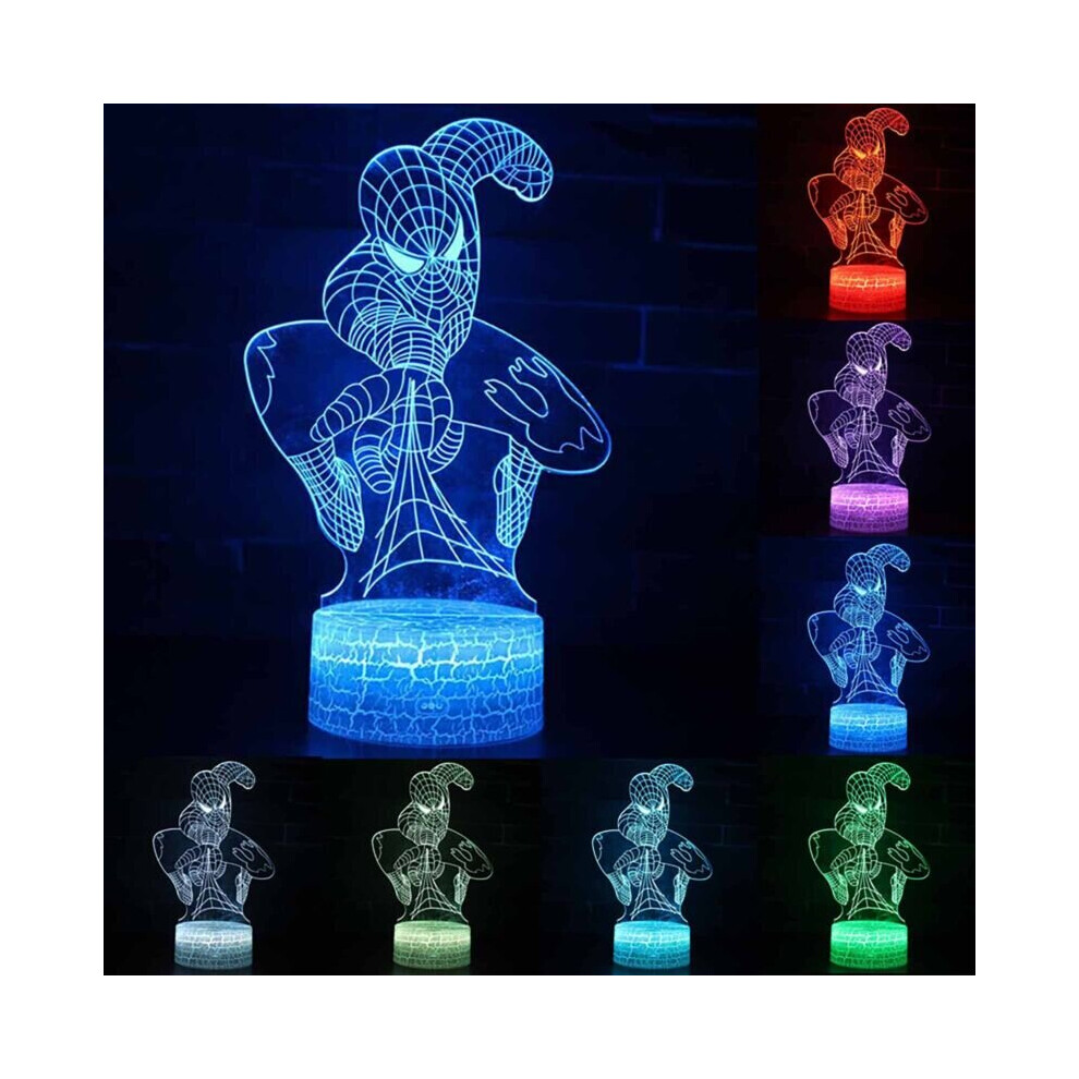 3D Spiderman LED Night Light 7 Colors Changing Desk Table Lamp Decor