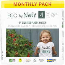 Eco by Naty Baby Nappies, Size 4, 156 Ct, Plant-based with 0% Oil Plastic on Skin, One Month Supply