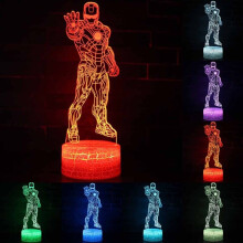 3D Iron Man LED Night Light 7 Colors Change Desk Table Lamp Home Deocr Kids Gift