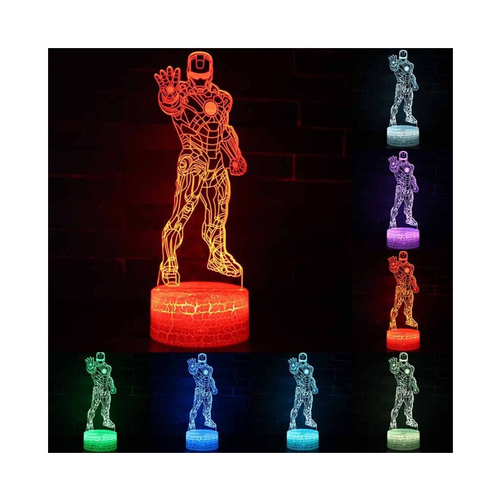 3D Iron Man LED Night Light 7 Colors Change Desk Table Lamp Home Deocr Kids Gift