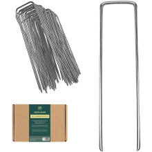 Green Haven Strong U-Shaped Galvanised Garden Pegs, Pack of 50 – 6”/150mm Ground Pegs Perfect for Weed Control Membrane,...