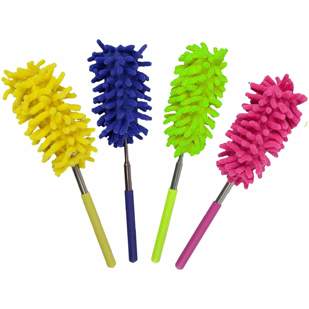 Cleaning Feather Duster Extendable Microfiber Fluffy Dusting Brush Telescopic Pole Bendable Washable Duster Head Interior...