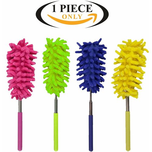 Cleaning Feather Duster Extendable Microfiber Fluffy Dusting Brush Telescopic Pole Bendable Washable Duster Head Interior... 1