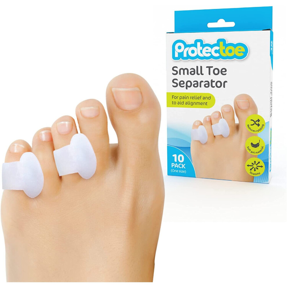 Protectoe Single Gel Small Toe Separator For Overlapping Toes, Toe Spacer - Box Of 10 Gel Separators