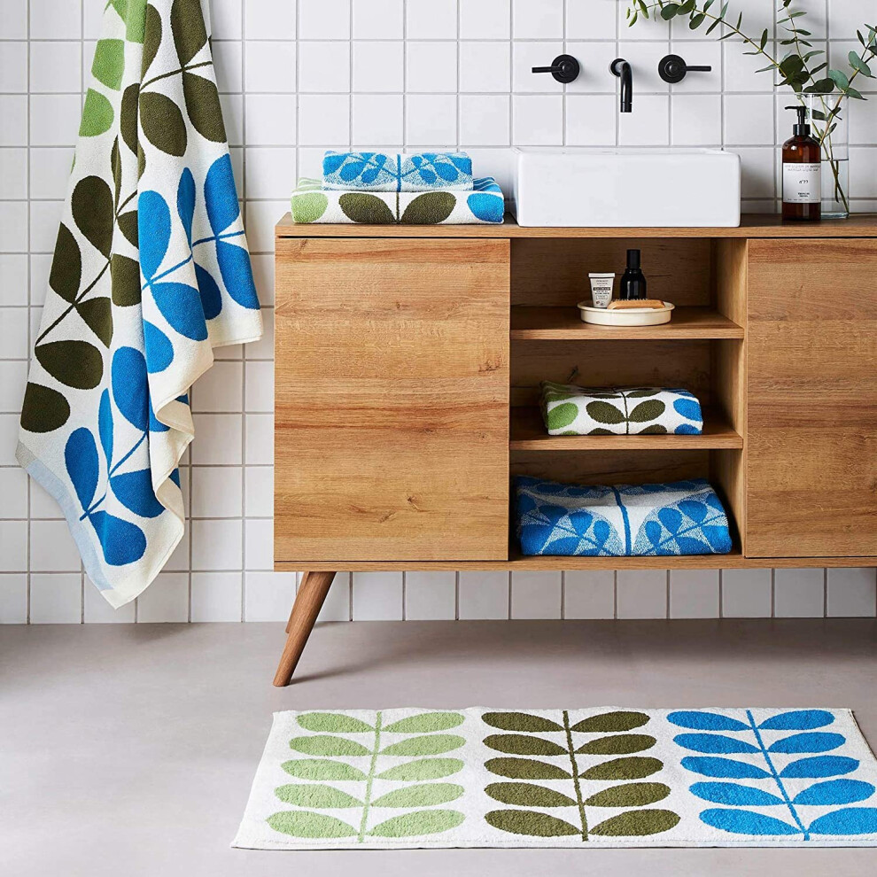 Orla Kiely (Riviera, 50X90cm Bath Mat) Bath Linen Trio Stem Towels Dune Riviera