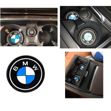 (Blue-66cm) 2PC Cup Holder Mats For BMW M Performance 3 4 5 7 Series F30 F10 F30 66mm Rubber