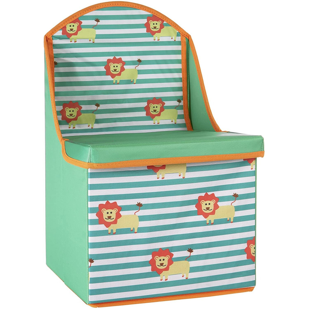 Premier Housewares Children's Storage Box/Seat, Lion Design, Wood - Green