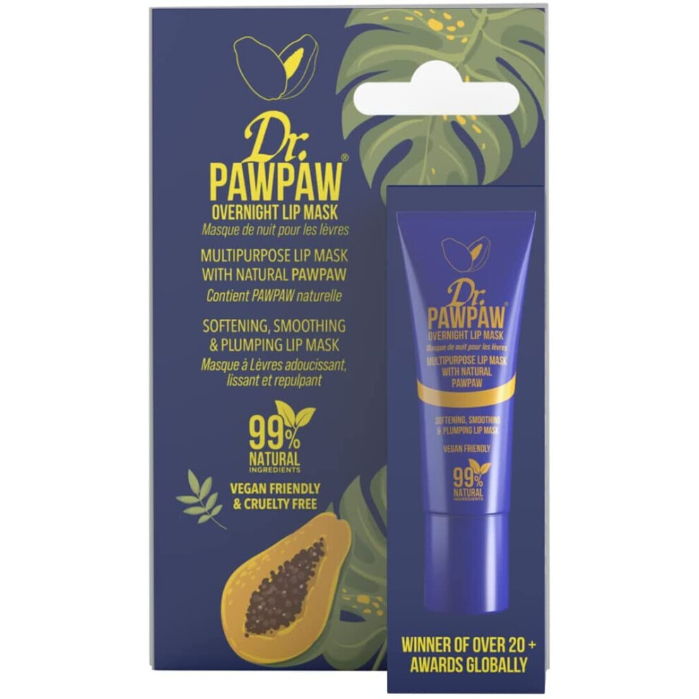 Dr Paw Paw Dr.pawpaw Overnight Lip Mask - Multi-Purpose Balm Natural Pawpaw & Peptides Smooth Skin Cracked Lips Vegan Ethical Beauty & Fregrance Free (1