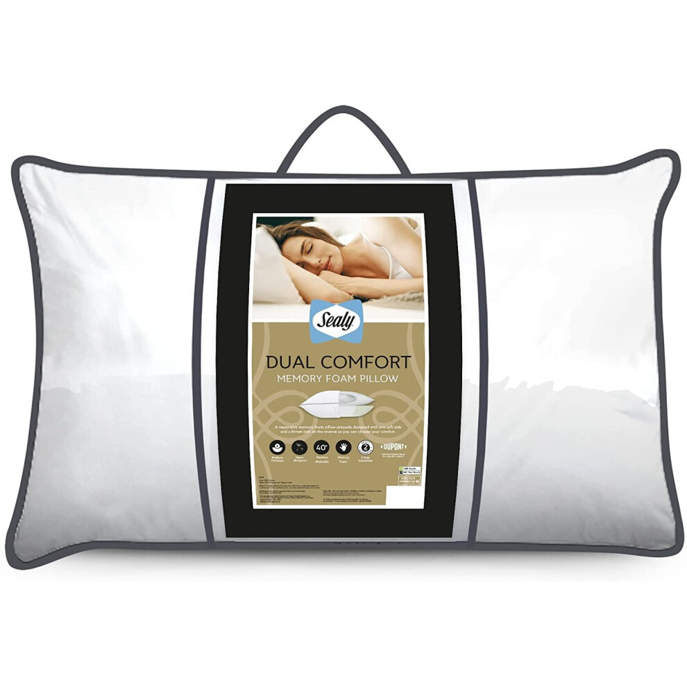 Sealy Dual Comfort Memory Foam Pillow - Reversible Firm and Soft Memory Foam Bed Pillow for Side and Back Sleepers -...