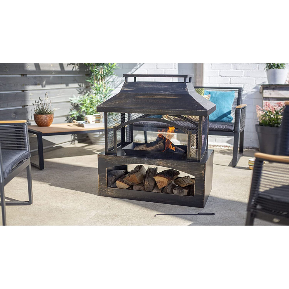 Fire pit with log storage aldi hotsell