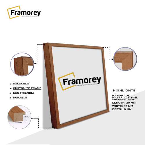 (Walnut, 9x9 Inch) Square Size Thin Matt Walnut Picture Frame Wall Art Frames Flat Wooden Effect Poster Frame 2