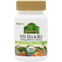 NaturesPlus, Source of Life Garten, Vit D3 & K2, 60 Vegane Kapseln
