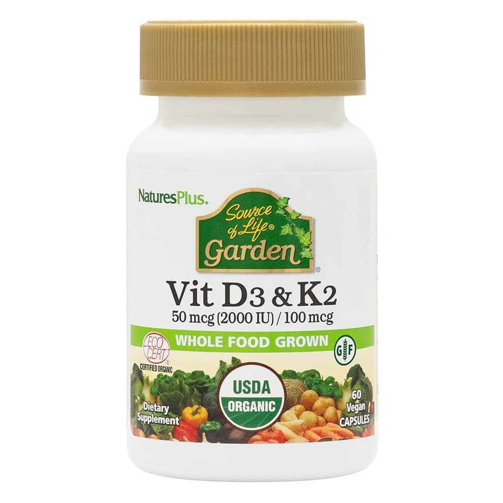 Visit-The-Nature's-Plus-Store Naturesplus Source Of Life Garden Organic Vitamin D3 2000Iu And K2 100Mcg - Plant Based, Organic Vitamin D3 And K2 Supplement -...