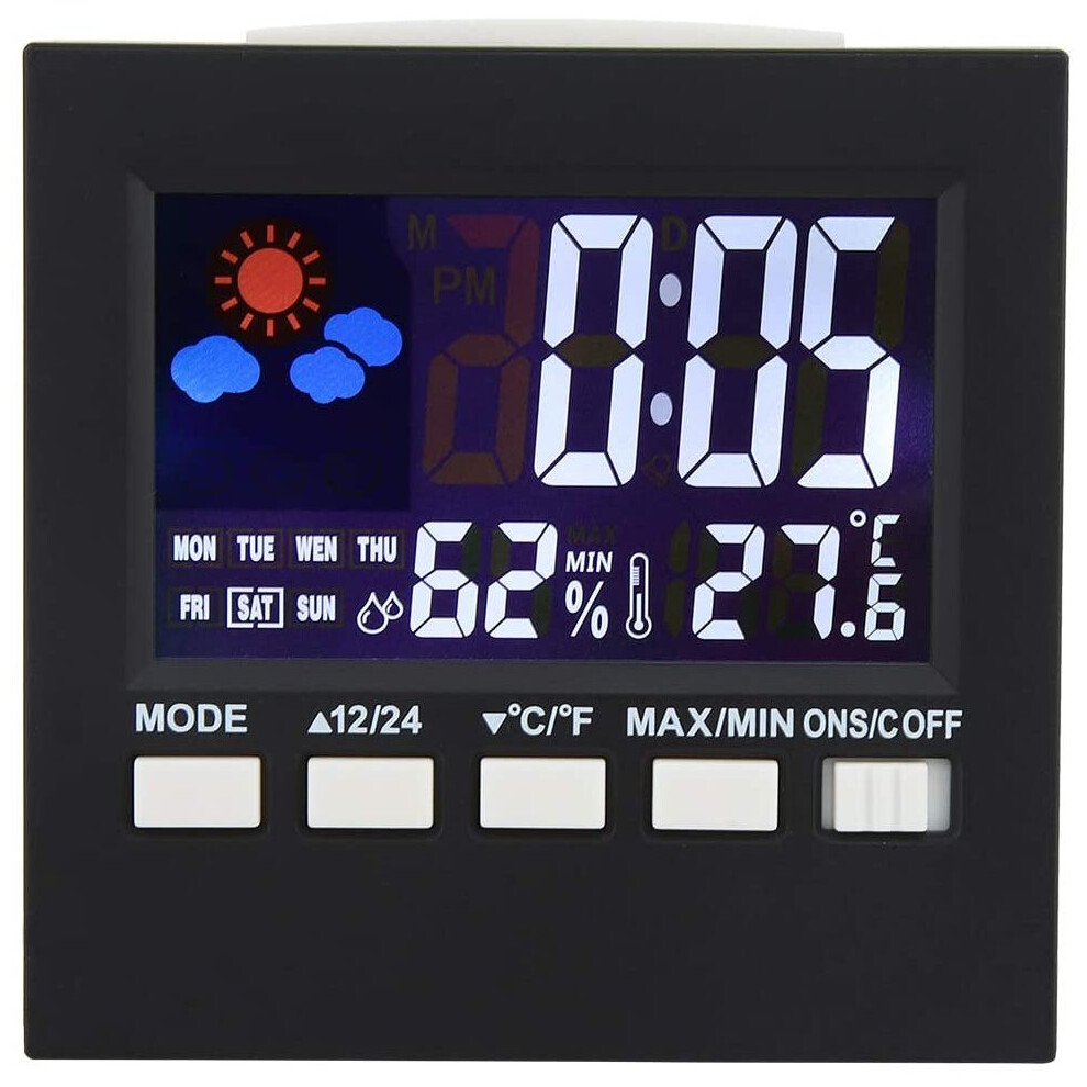 Digital Wall Mounted Clock, Calendar Alarm Day Clock Large Led Word Display Dimmable Multipurpose Sound Control Backlight for...