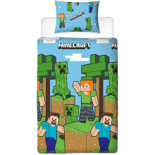 Minecraft Official Single Duvet Cover Set, Epic Design | Blue Reversible 2 Sided Bedding Duvet Cover Official Merchandise...